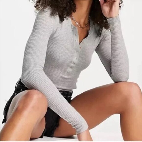 Free People Tops - Free People Intimately One Of The Girls Gray Henley Top. XS